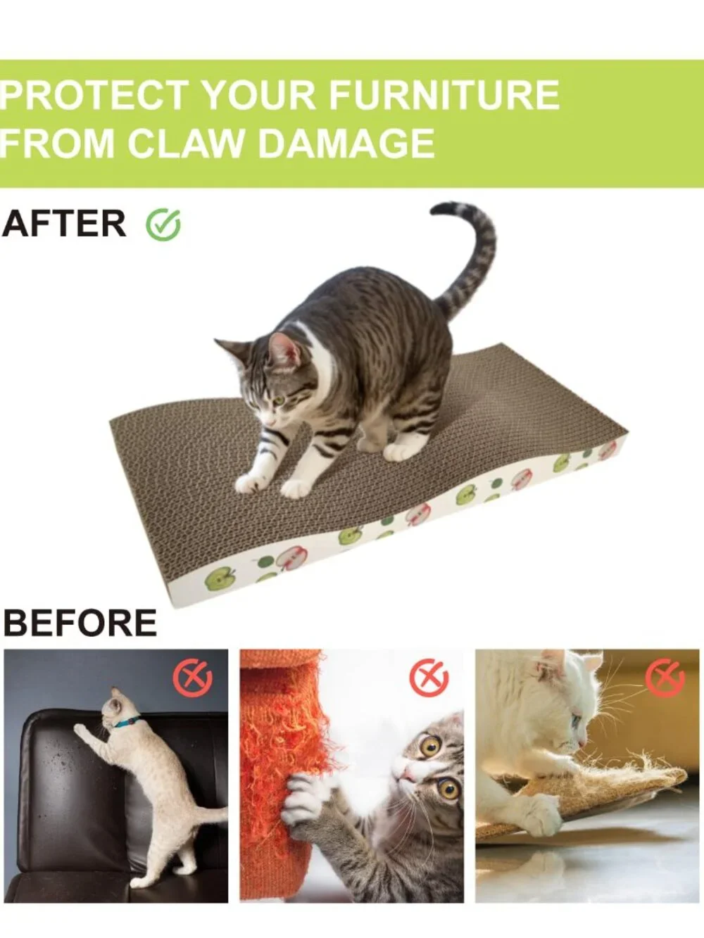 TIMHAKA Cat Scratching Board, Corrugate Cat Scratcher for Indoor Cats with Catni
